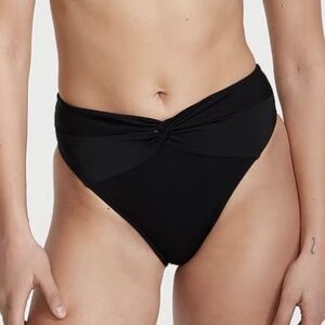 VICTORIA'S SECRET SWIM Twist High-Waist Cheeky Bikini Bottom Black Large